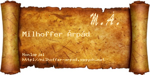 Milhoffer Árpád névjegykártya
