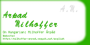 arpad milhoffer business card